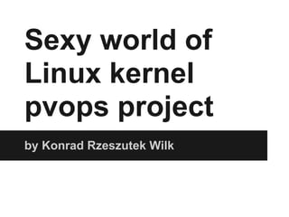 Sexy world of
Linux kernel
pvops project
by Konrad Rzeszutek Wilk
 