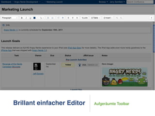 Brillant einfacher Editor   Aufgeräumte Toolbar
 