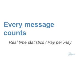Every message
counts
Real time statistics / Pay per Play

 