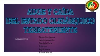 INTEGRANTES:
Tania Contento
Leidy Jaramillo
DanielaVera
Cristian
Aguinsaca
Juana Macas
 