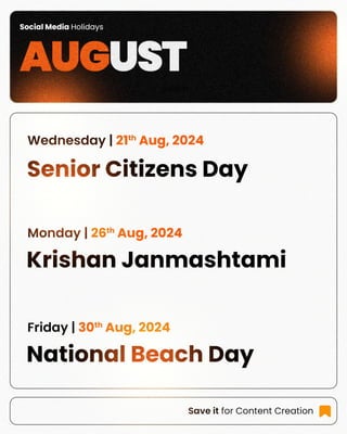 August Social Media Calendar 2024 India Social Media Content Calendar PDF