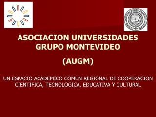 ASOCIACION UNIVERSIDADES GRUPO MONTEVIDEO (AUGM) UN ESPACIO ACADEMICO COMUN REGIONAL DE COOPERACION CIENTIFICA, TECNOLOGICA, EDUCATIVA Y CULTURAL 