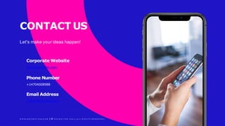 CONTACT US
Let's make your ideas happen!
Corporate Website
www.docmation.com
Phone Number
+14704008988
Email Address
+info@docmation.com
W W W .D O C M A T I O N .C O M | © D O C M A T I O N 2 0 2 1 . A L L R I G H T S R E S E R V E D .
 