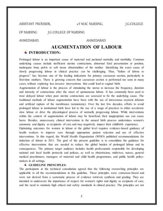 Augmentation of labour-Clinical Teaching | DOCX