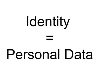 Identity
=
Personal Data
 