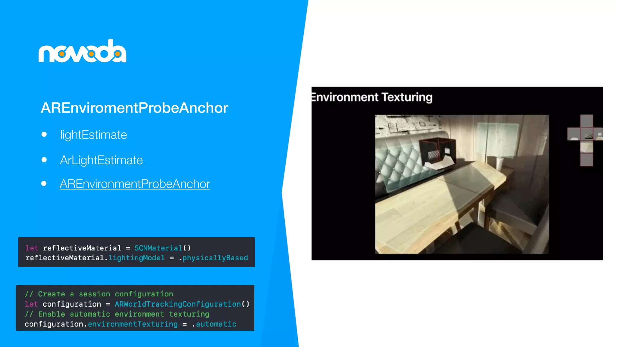 AREnviromentProbeAnchor 
lightEstimate
ArLightEstimate
AREnvironmentProbeAnchor
 