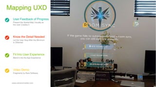 User Feedback of Progress
Present the Spatial Map Visually as
the User Creates it
Know the Detail Needed
Let the User Stop After the Minimum
is Obtained
Video Demo
Fragments by Rare Software
Fit Into User Experience
Blend it into the App Experience
Mapping UXD
www.cameronvetter.com 013
 