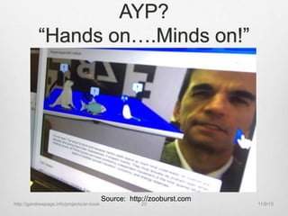 AYP?
“Hands on….Minds on!”
Source: http://zooburst.com
11/9/15http://gandrewpage.info/projects/ar-book 20
 