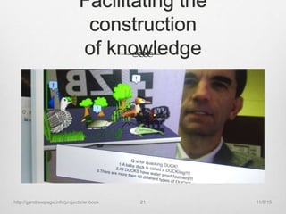 Facilitating the
construction
of knowledge
11/9/15http://gandrewpage.info/projects/ar-book 21
 