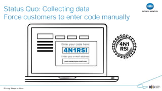 Status Quo: Collecting data
Force customers to enter code manually
 
