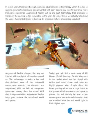 Augmented Reality Gaming | Augmented Reality Games | PDF
