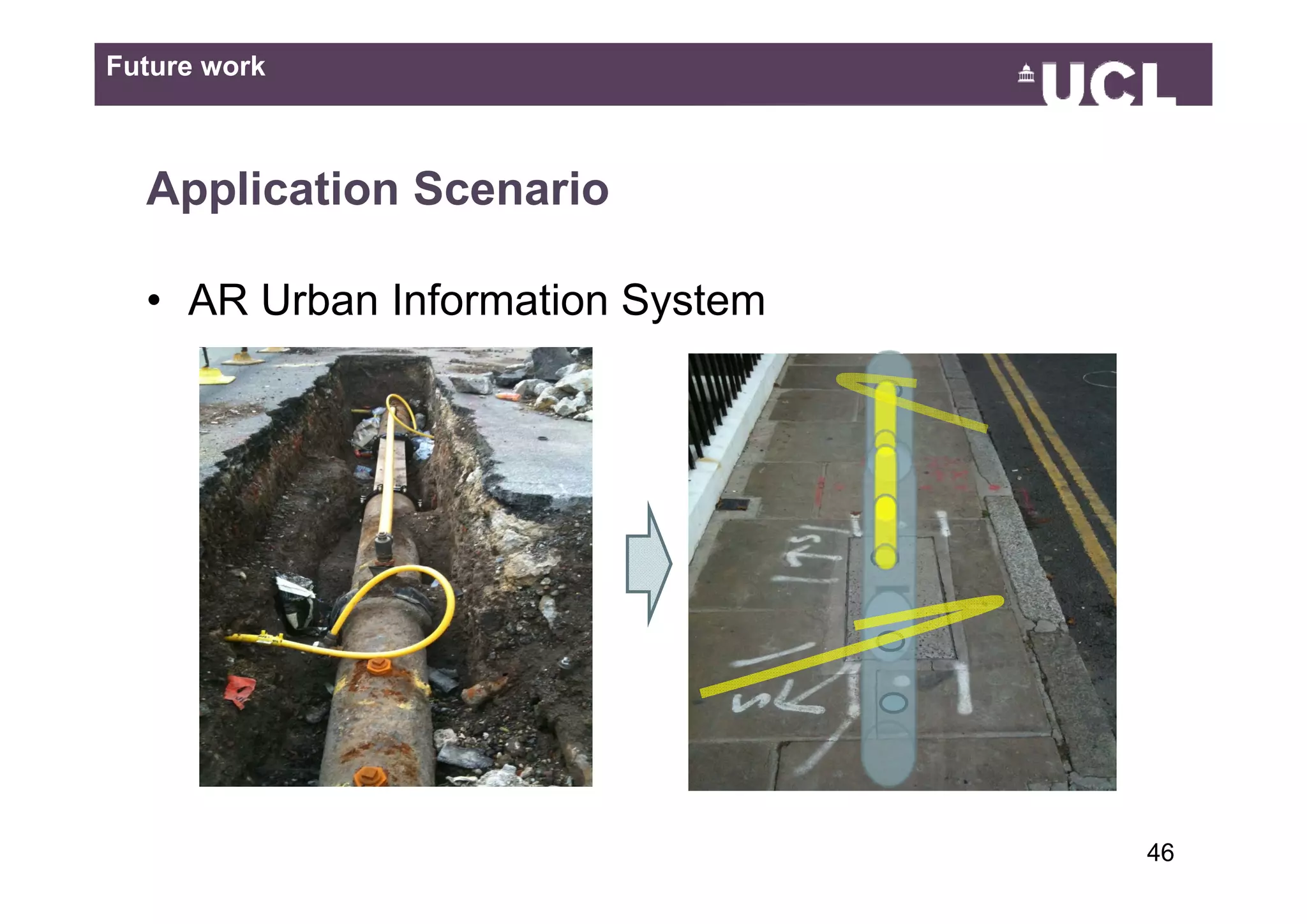 Future work



  Application Scenario

  • AR Urban Information System




                                  4649
 