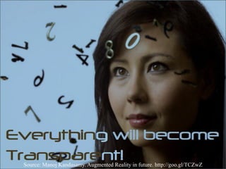 Source: Manoj Kandasamy. Augmented Reality in future. http://goo.gl/TCZwZ
 