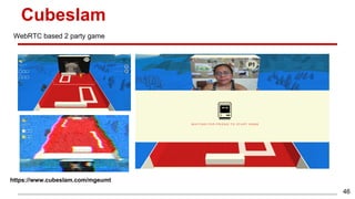 Cubeslam
46
https://www.cubeslam.com/mgeumt
WebRTC based 2 party game
 