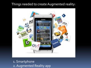 Things needed to create Augmented reality:
1. Smartphone
2. Augmented Reality app
 