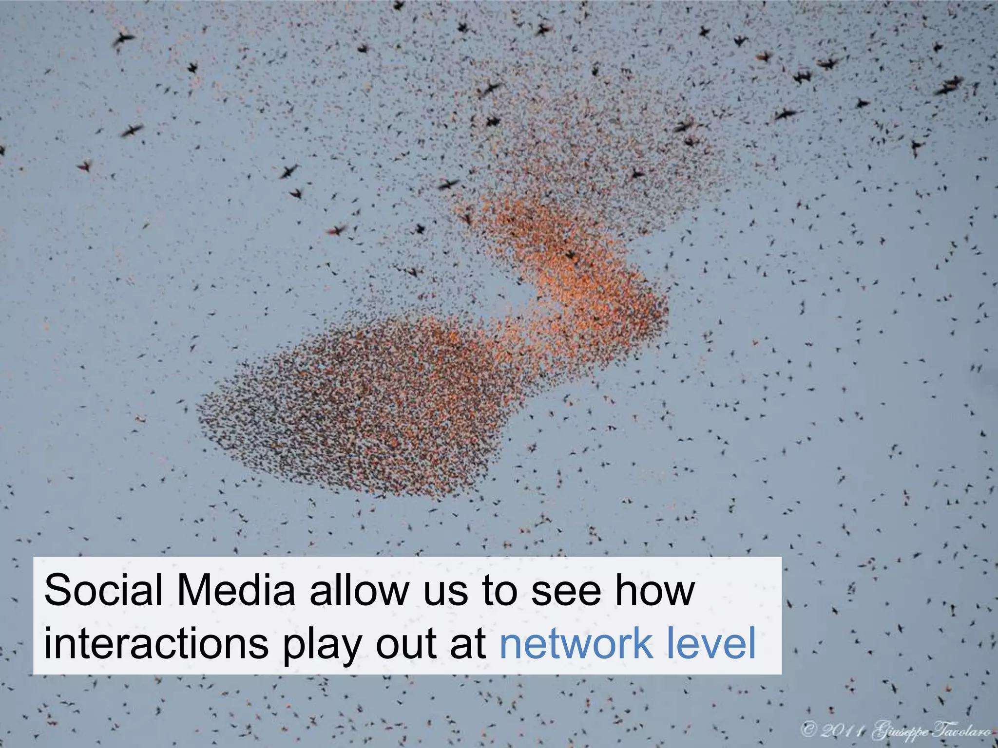Social Media allow us to see how interactions play out at network level