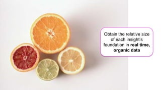 Obtain the relative size
   of each insight’s
foundation in real time,
    organic data
 