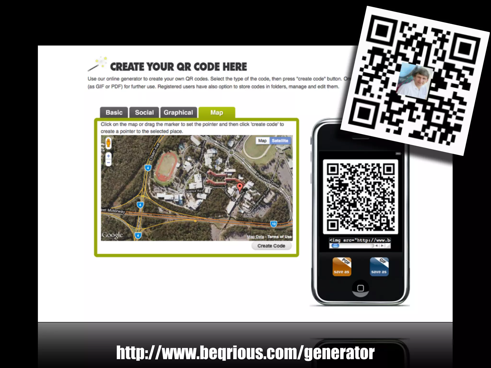 http://www.beqrious.com/generator
 