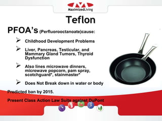 TeflonPFOA’s (Perfluorooctanoate)cause:Childhood Development Problems