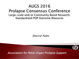 Sherrie Palm
Association for Pelvic Organ Prolapse Support
 