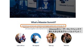 Atlassianのユーザーカンファレンスで
最も大きな年次グローバルイベント！
 