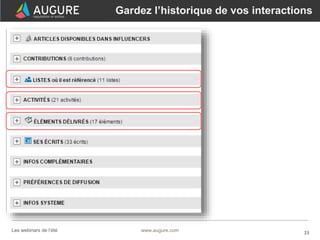23www.augure.comLes webinars de l’été
Gardez l’historique de vos interactions
 