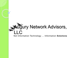 Not Information Technology … Information Solutions
Augury Network Advisors,
LLC
 