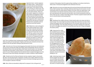 customers of the property. Quite like a gatecrashing a wedding, to use a phrase coined by my
fellow writers. The food and arrangements were reminiscent of one too.
2200 - Returned to my room and chatted away with new found friends and discovered the possi-
bility of Aloft investing in Neuro marketing; subliminal advertising to be more precise. As I men-
tioned earlier, Aloft has cordless phones installed in the rooms, which are a great feature. They
should however, have important extensions printed on them, as should the main phone unit.
also, some bathrooms have soap racks and some didn’t, one of a few inconsistencies, which the
folks at Aloft may like to remedy. Interestingly, Avnish’s TV had four Gujarathi channels while the
rest of us had the whole lot (new opening issue).
DAY 2
0830 - Breakfasted from a buffet at dot.yum. A hotel should be able to do a better job than an
airport lounge. The service though was prompt and impeccable. Returned to my room to find it
cleaned and prepped, which was surprising, since the ‘Do not disturb’ switch was still on to the
best of my knowledge. I don’t like people entering my room when travelling and usually keep
the switch on throughout the duration of my stay. Why would they enter? Going to photograph
the property shortly.
1200 - Hung around for a while,
then attended the press conference,
where the Global Brand Ambassa-
dor of the brand, Brian McGuinness
introduced the Aloft brand and
what it stood for (though I didn’t
seem to have an Apple TV in my
room or much options at Re:Fuel
as shown in the slideshow), Dilip
Puri, Managing Director of Star-
wood Hotels in India and Regional
VP of South Asia, reaffirmed their
commitment to the state and the
city, whilst introducing journalists
to the owner of the property Kumar
Sitaraman, Chairman of Auromatrix
Holdings Pvt. Ltd.
1330 - Visited Swati Snacks, Gandhi
Ashram alongside the Sabarmati
river and Vishala, which besides
being an outdoor restaurant that
serves traditional Gujarati food, is
also home to a museum housing a
registration forms, I noticed a signature
area labeled ‘Talent’. I asked the lady at
the counter who was busy checking in
another guest. To my surprise, the chap
who was handing out chilled towels, who
I can only assume was a very junior mem-
ber of the staff, answered, “That’s for a
staff member’s signature Sir. At Aloft, all
staff members are designated as talent”.
Suitably impressed, both by the young
man’s quick response and the Aloft orien-
tation programme, which I assume exists,
I collected my room keys and Starwood
Preferred Guest card (loyalty card) and
reached my second floor quarters.
1050 - Walked into a small, well appoint-
ed and neatly furnished room. A utility
desk, similar study desk, both window
facing, with a neatly made bed facing a
nice, large LCD TV were what I first saw.
The room also contains a couch (conve-
nient, considering there’s no place for
extra chairs), an ironing board and every-
thing else one expects in a hotel room.
The telephones were wireless, a nice
touch. The air conditioner wasn’t working, which was fixed in ten minutes. My free wi-fi was en-
abled very quickly and was blazing fast. Caught up with work, posts, Facebook and emails, then
grabbed a little shut-eye before making my way downstairs for lunch.
1300 - Joined the rest of the very interesting group of journalists from all over and introductions
went all around. Starting with mildly spiced Paneer Tikka and Murgh Malai Tikka we lunched on
Dal Makhani, Mutton Curry, Navratan Qorma, Shahi Paneer and hot tandoori rotis. Very balanced
homestyle food, with neither a surfeit of flavors or oil, except for the sweet overtones in the
paneer of course. Michael explained that the sweetness found in Gujarati food began due to the
salty nature of water found natively, continuing on as a matter of tradition or habit thereafter.
1500 - Checked out the Four Points by Sheraton close by, a property I stayed in a few months
ago when it was the Royal Orchid, an experience I wouldn’t care to repeat. Stayed for tea and a
spread of snacks whilst the GM expounded the virtues of the brand, including a special section
on the care given to selection of the beds.
2000 - After a little rest, descended to Lobby level for a banquet of sorts, with guests and
Manchowsoupforlunch.
HotPoorisforbreakfast.
page 53page 52
 