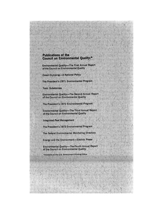 August 1974 The Fifth Annual Report Of The Council On Environmental Quality