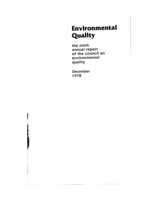 August 1978 The Ninth Annual Report Of The Council On Environmental Quality