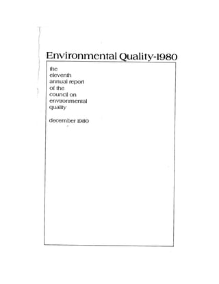 August 1980 The Eleventh Annual Report Of The Council On Env