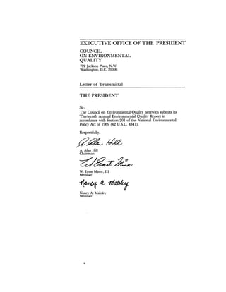 August 1982 The Thirteenth Annual Report Of The Council On Environmental Quality