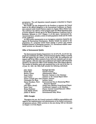 August 1984 The Fifteenth Annual Report Of The Council On Environmental Quality