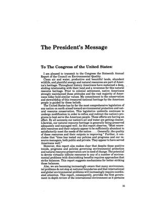 August 1985 The Sixteenth Annual Report Of The Council On Envirnomental Quality