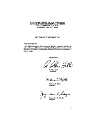 August 1985 The Sixteenth Annual Report Of The Council On Envirnomental Quality