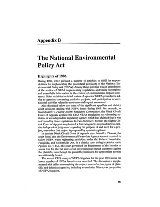 August 1986 The Seventeenth Annual Report Of The Council On Environmental Quality