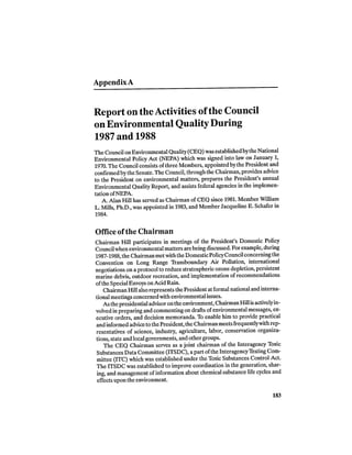 August 1987 1988 The Eighteenth Annual Report Of The Council on Environmental Quality