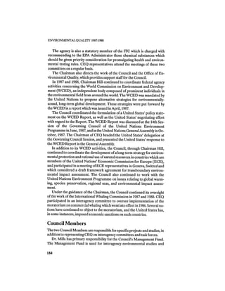 August 1987 1988 The Eighteenth Annual Report Of The Council on Environmental Quality