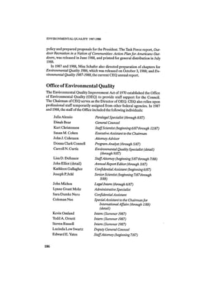 August 1987 1988 The Eighteenth Annual Report Of The Council on Environmental Quality
