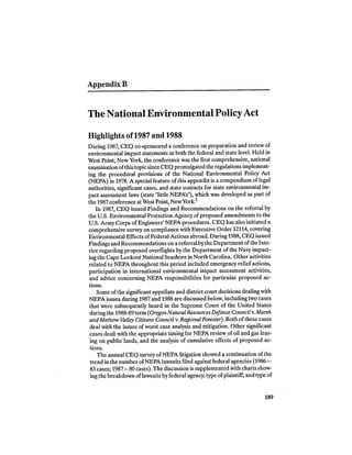 August 1987 1988 The Eighteenth Annual Report Of The Council on Environmental Quality