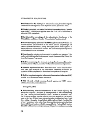 August 1987 1988 The Eighteenth Annual Report Of The Council on Environmental Quality