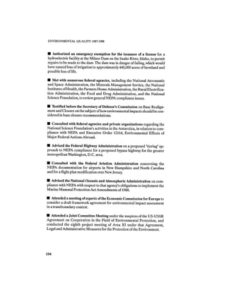 August 1987 1988 The Eighteenth Annual Report Of The Council on Environmental Quality