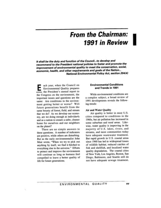 August 1991 The 22nd Annual Report Of The Council On Environmental Quality