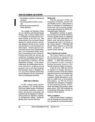 August 1991 The 22nd Annual Report Of The Council On Environmental Quality