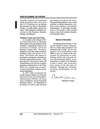 August 1991 The 22nd Annual Report Of The Council On Environmental Quality