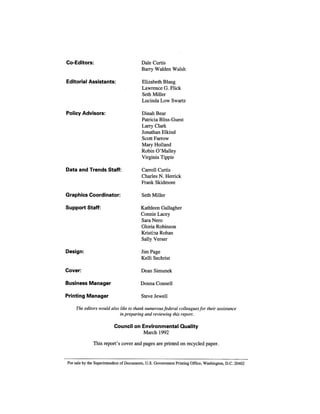 August 1991 The 22nd Annual Report Of The Council On Environmental Quality