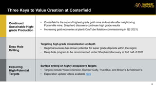 Three Keys to Value Creation at Costerfield
15
Continued
Sustainable High-
grade Production
Deep Hole
Drilling
Exploring
High-Potential
Targets
• Costerfield is the second highest grade gold mine in Australia after neighboring
Fosterville mine. Shepherd discovery continues high grade results
• Increasing gold recoveries at plant (CavTube flotation commissioning in Q2 2021)
Targeting high-grade mineralization at depth
• Regional success has shown potential for super grade deposits within the region
• Deep hole program to be recommenced under Shepherd discovery in 2nd half of 2021
Surface drilling on highly-prospective targets
• Targets include Youle Extension, Damper Gully, True Blue, and Brown’s & Robinson’s
• Exploration update videos available here
 