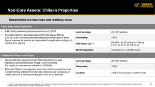 Non-Core Assets: Chilean Properties
37
Cerro Bayo Silver-Gold Mine
• 4,447 AuEq saleable production ounces in H1 2021
• Executed option to purchase agreement with Equus Mining
(Oct 2019) for 36-month period starting from earlier date of when
Equus receives all permits and approvals for exploration drilling or 6
months from signing
Land package 23,106 hectares
Ownership 100%
P&P Reserves (1) 856,000 t @ 284 g/t Ag for 7.8M Ag
& 2.34 g/t Au for 64,000 Au oz
2016 Production 13,792 oz Au, 1,731,031 oz Ag
Challacollo Silver-Gold Project
• Signed definitive agreement with Aftermath Silver for sale
of project, total consideration CAD$10.5M (including
3% royalty on concessions valued at CAD$3M)
• Aftermath Silver’s management team has industry experience and
complementary skillsets that Mandalay believes are necessary to
create value for a development project such as Challacollo
Land package 20,378 hectares
Ownership 100%
Location 130 km SE of Iquique, Northern Chile
1. Source: Current Mineral Reserves number depleted for 2017 production and Reserves sterilized by inundation at Delia NW. Depletion taken from Reserve position contained in NI 43-101 Technical Report prepared by Roscoe Postle
Associates, Effective December 31, 2016 filed on SEDAR March 31, 2017
Streamlining the business and realizing value
 