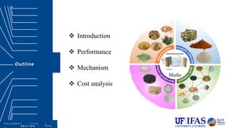 D O C U M E N T T I T L E |
S E C T I O N T I T L
Outline
Covered in this section:
Section Item | Section Item | Section
Item Section Item | Section
Item
Media
Soil
Soil
Denitrifying bioreactor
NO3
-
Sand layer
Nitrate
-laden
N2
 Introduction
 Performance
 Mechanism
 Cost analysis
 