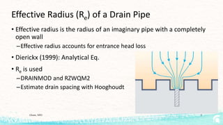 Effective Radius (Re) of a Drain Pipe
• Effective radius is the radius of an imaginary pipe with a completely
open wall
–E...